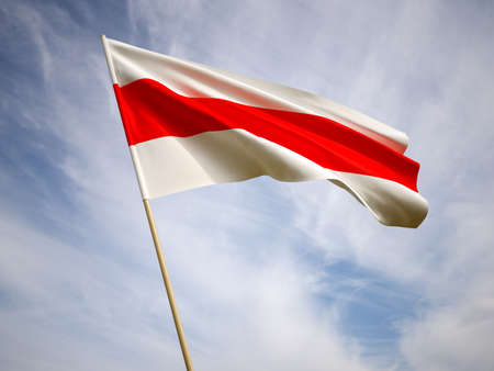 Waving the national flag of Belarus