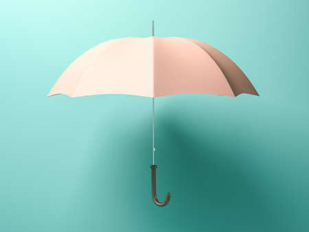 Pink umbrella on blue background 3 d renderingの写真素材