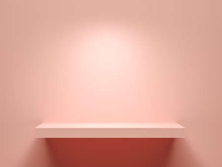 Concept empty illuminated showcase shelf 3D renderingの写真素材