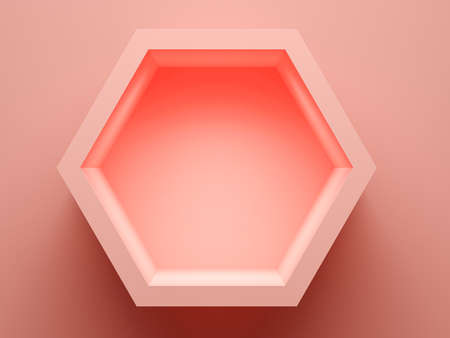 Concept empty illuminated showcase shelf 3D renderingの写真素材