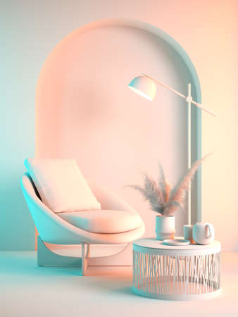Punchy pastel conceptual interior room 3d illustrationの写真素材