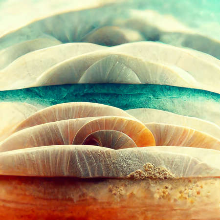 Sea shells colorful abstract background 3D illustration