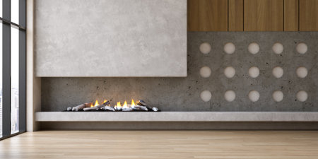 Modern style conceptual empty interior room 3d illustrationの写真素材