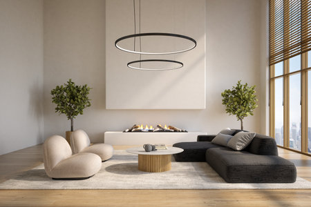 Modern style conceptual interior room 3d illustration