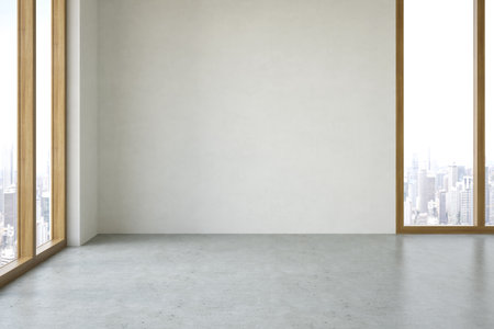 Modern style conceptual interior empty room 3d illustrationの写真素材