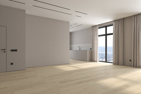 Modern style conceptual interior empty room 3d illustrationの写真素材