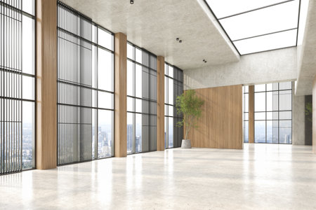 Modern style empty conceptual reception interior room