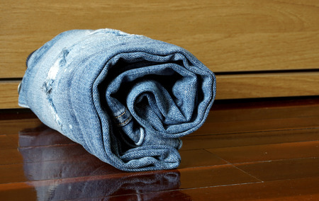 Jean on the floorの写真素材