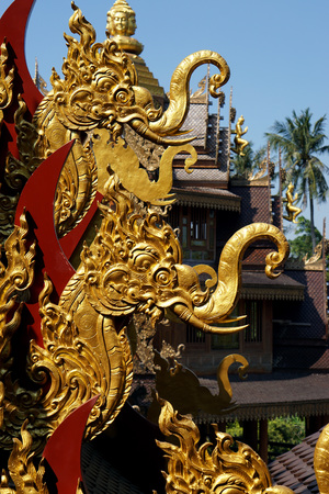 Roof detail of THAI buddhism historic temple architectureの写真素材