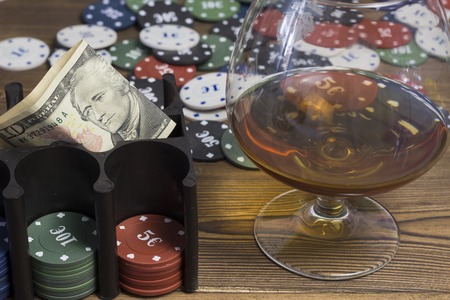 Poker chips card alcoholの写真素材