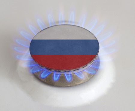 Gas hob with the flag Russia. Gas, fireの写真素材