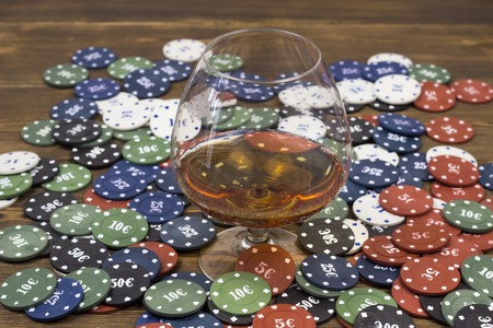 Poker chips card alcoholの写真素材