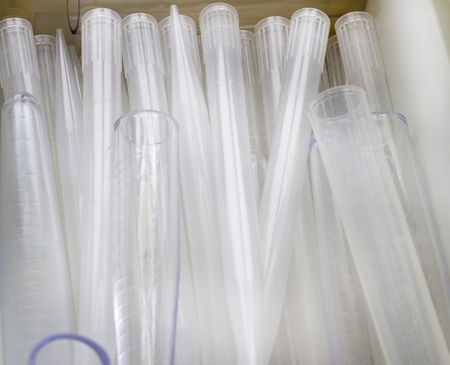 Many glass medical tubes, biotechnology and lab, biologyの写真素材