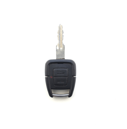 Car key on white background, close-up, isolateの写真素材