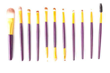 Set of makeup brushes on white background, isolate, makeupの写真素材