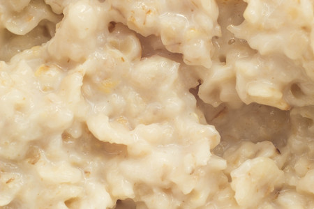Boiled oat porridge, macro photography, bunting and childrens foodの写真素材