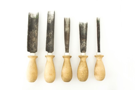 Cutters for wood carving, isolate, wooden, instrumentの写真素材