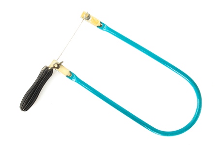 Small hand-held jigsaw for wood cutting, isolate, hand-operated jig sawの写真素材