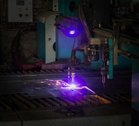 Machine for modern automatic plasma laser cutting of metals, plasma cutting with laser and laserの写真素材