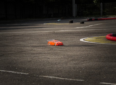 Competitions on car radio sport on the radio, the car on the radio at high speed drives on an asphalt road, Radio-controlled, rallyの写真素材