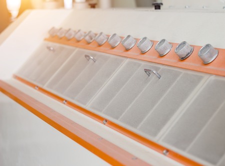Modern equipment at the plant for the manufacture and processing of flour from grain and cereals, a machine for the manufacture of food flour, manufacture, processingの写真素材