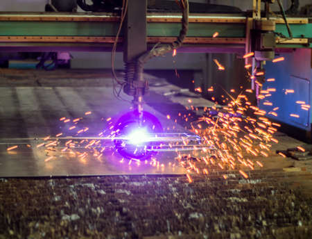 Machine for modern automatic plasma laser cutting of metals, plasma cutting with laser and laserの写真素材