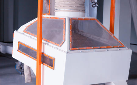 Equipment for cleaning grain at a modern plant for processing corn and making flour and flour products, processingの写真素材