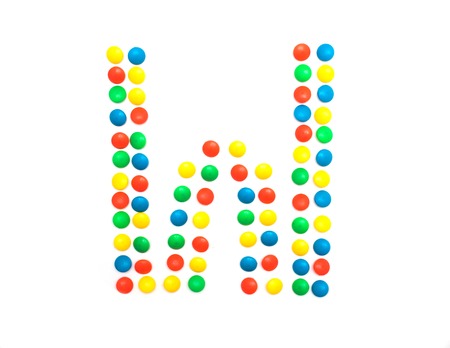 Multicolored alphabet from children's mosaic letter W, ABCの写真素材