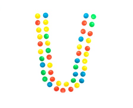 Multicolored alphabet from children's mosaic letter U, ABCの写真素材