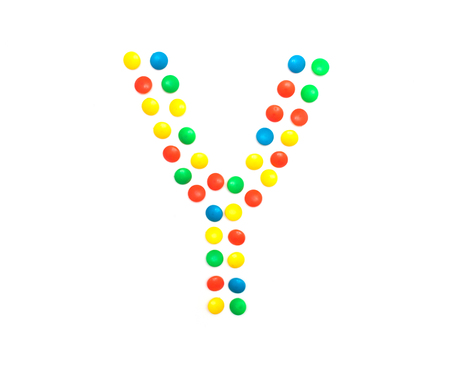 Multicolored alphabet from children's mosaic letter Y, ABCの写真素材