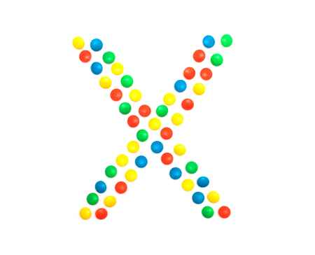 Multicolored alphabet from children's mosaic letter X, ABCの写真素材