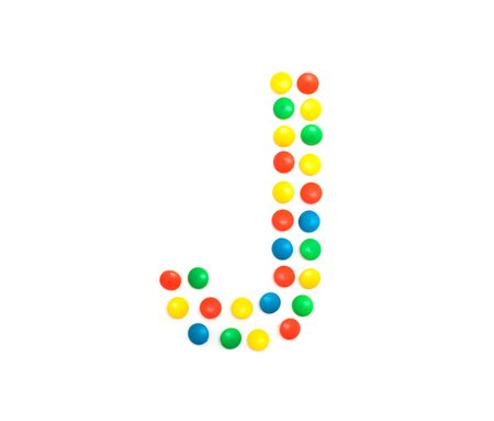 Multicolored alphabet from children's mosaic letter J, ABCの写真素材