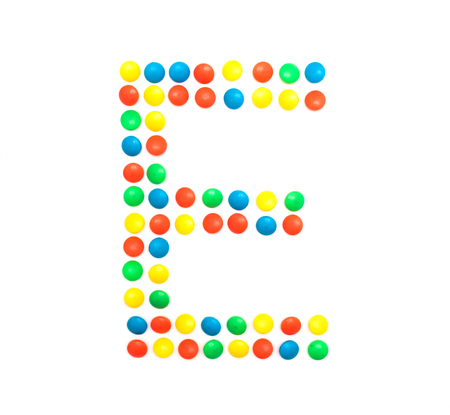 Multicolored alphabet from children's mosaic letter E, ABCの写真素材