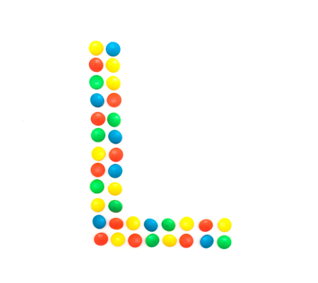 Multicolored alphabet from children's mosaic letter L, ABCの写真素材