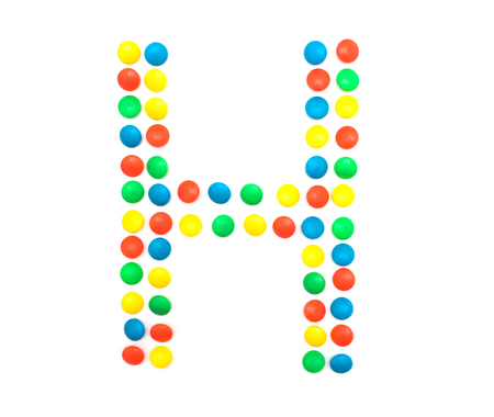 Multicolored alphabet from children's mosaic letter H, ABCの写真素材