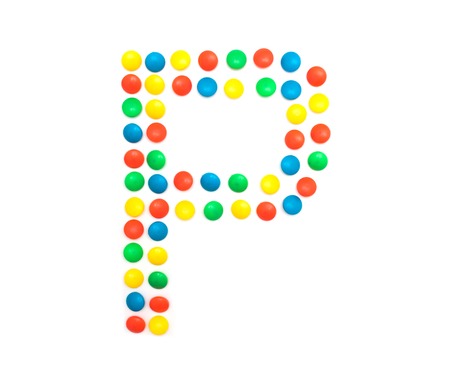 Multicolored alphabet from children's mosaic letter P, ABCの写真素材