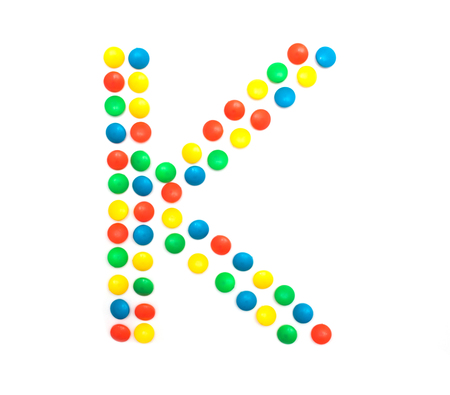 Multicolored alphabet from children's mosaic letter K, ABCの写真素材