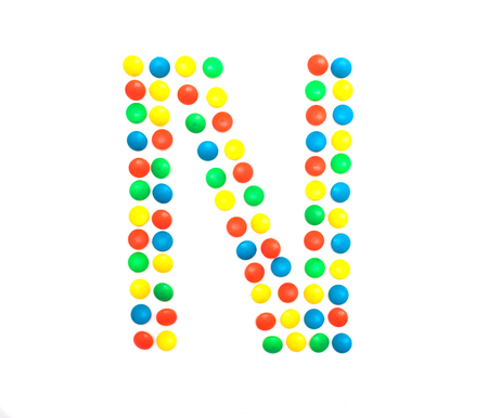 Multicolored alphabet from children's mosaic letter N, ABCの写真素材