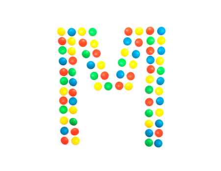 Multicolored alphabet from children's mosaic letter M, ABCの写真素材