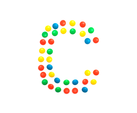 Multicolored alphabet from children's mosaic letter C, ABCの写真素材