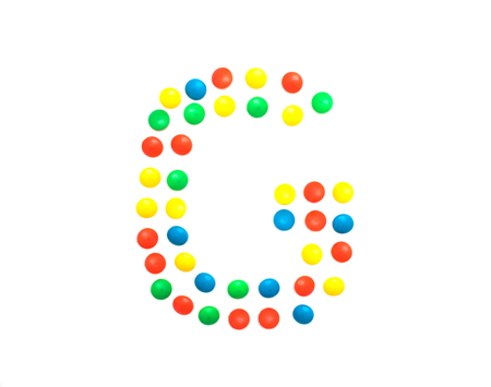 Multicolored alphabet from children's mosaic letter G, ABCの写真素材