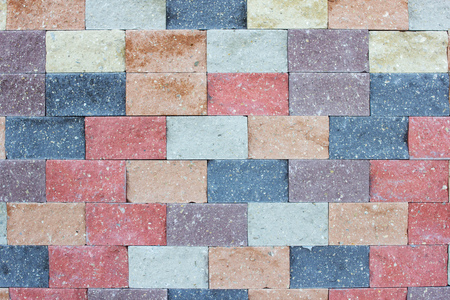 Modern multicolored brick wall, texture backgroundの写真素材