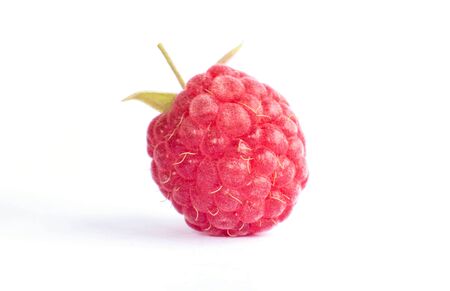 Juicy raspberry berry on a white background, isolate, macro, vitaminの写真素材