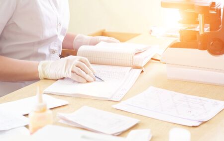 nurse notes in the medical journal the birth rate in the hospital, backgroundの写真素材