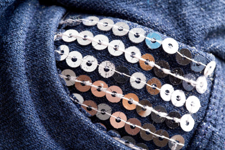 Fashionable sequins on clothes, . silver jewelry