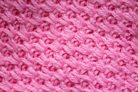 Handmade Knitted Pink Warm Sweater, macroの写真素材