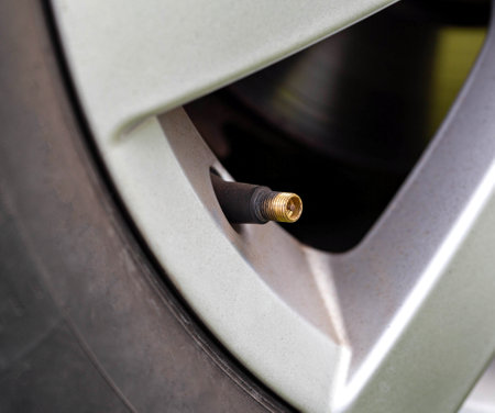car wheel spool, close-up. Wheel deflation concept, malfunction service