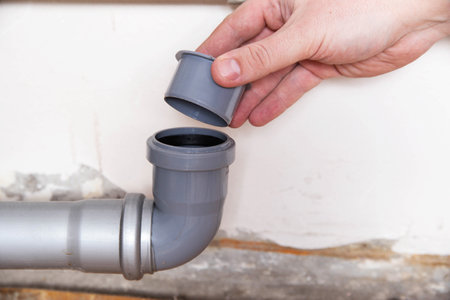 Installing a plug in the drain hole of the sewer from an unpleasant odorの写真素材