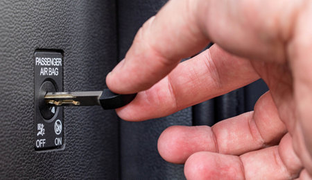 Man turns off front passenger airbag with key