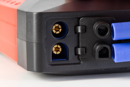 Connectors in the power bank for connecting clamps to start the engine.